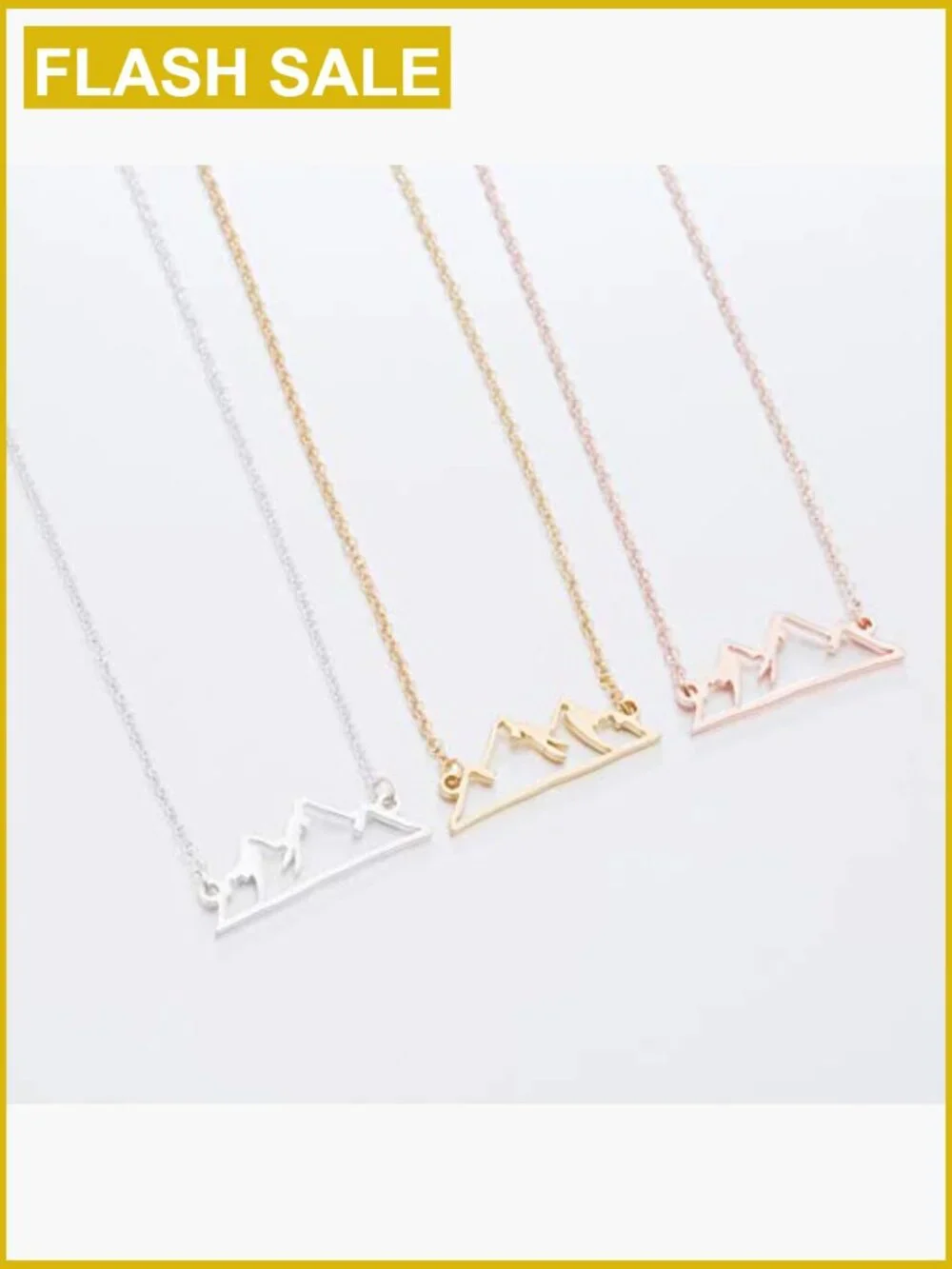 Minimalist Snowy Mountain Peak Necklace Hiking Outdoors Lovers Pendant